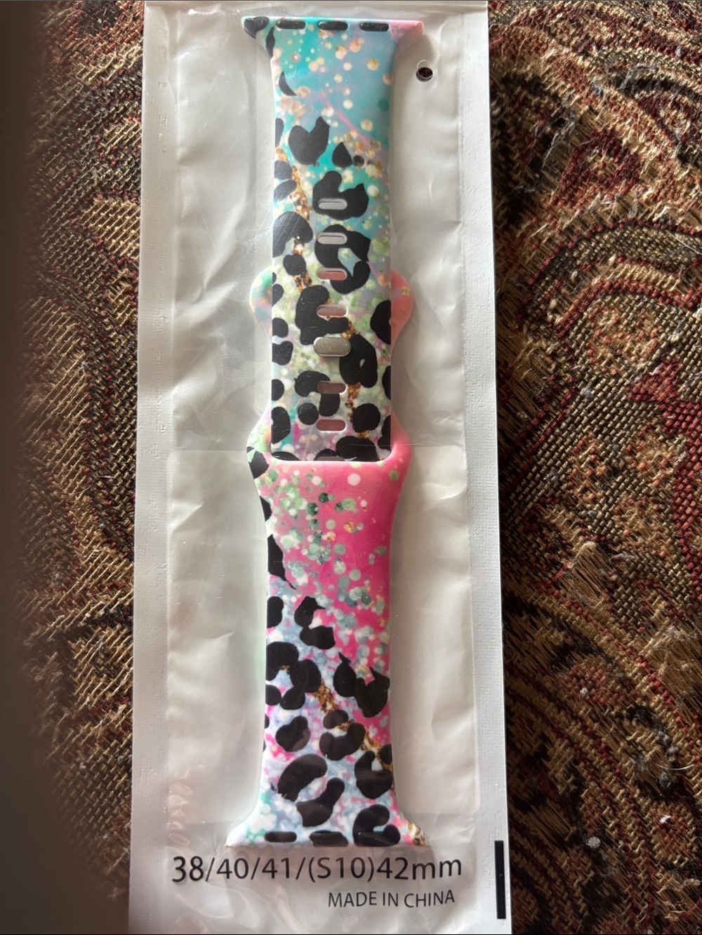 Silicone Apple Watch Band - Multi-Color Leopard Print